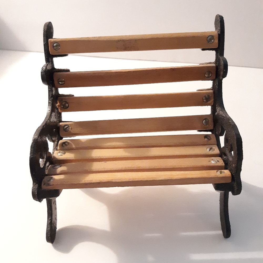 Vintage Doll Furniture - Wooden Bench - Dollhouse Toys, Park Bench, Chair